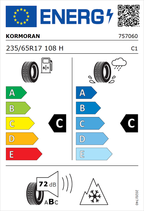 Tyre Label for Kormoran SUV Snow 235/65R17 108H