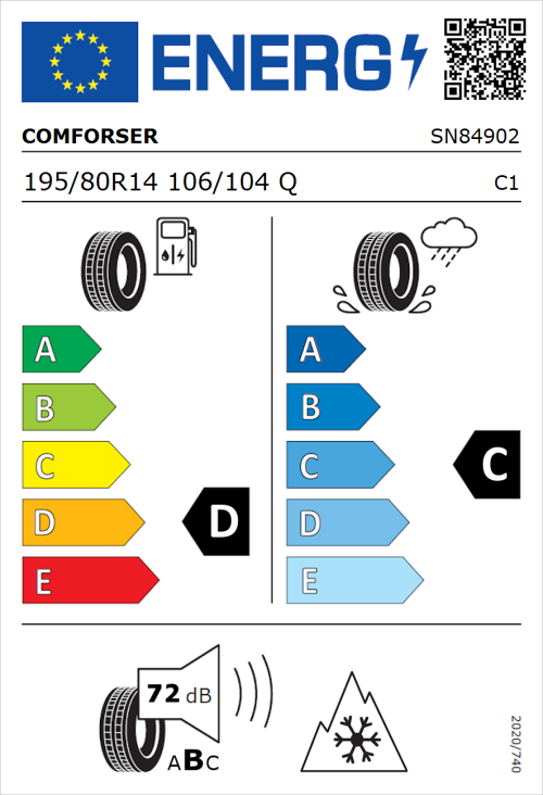 Tyre Label for Comforser CF350 195/80R14 106/104Q